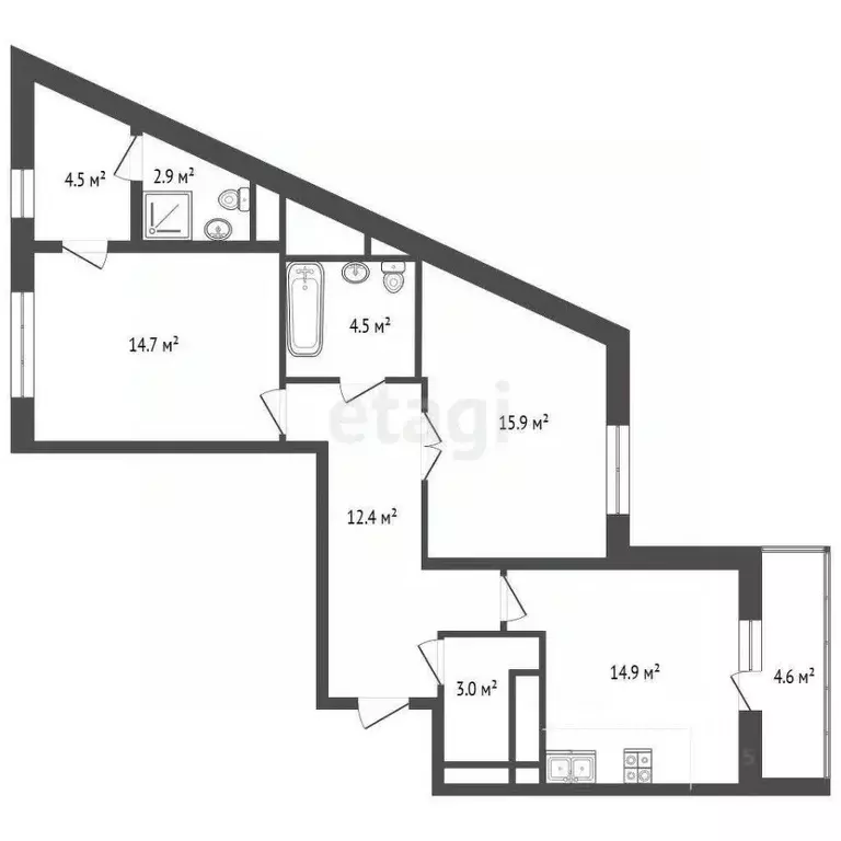 2-к кв. Московская область, Мытищи Октябрьский просп., 6а (75.0 м) - Фото 2