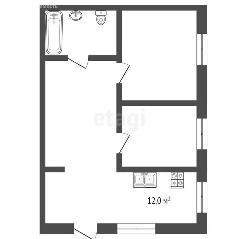 2-комнатная квартира: Нерчинск, Красноармейская улица, 8А (45.3 м) - Фото 0