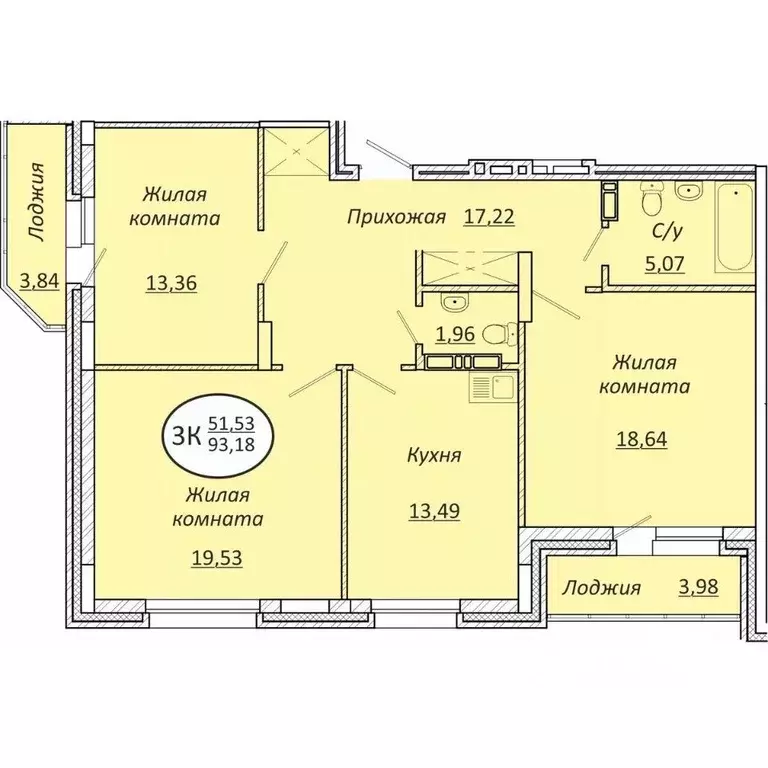 3-к кв. Новосибирская область, Новосибирск  (93.18 м) - Фото 0