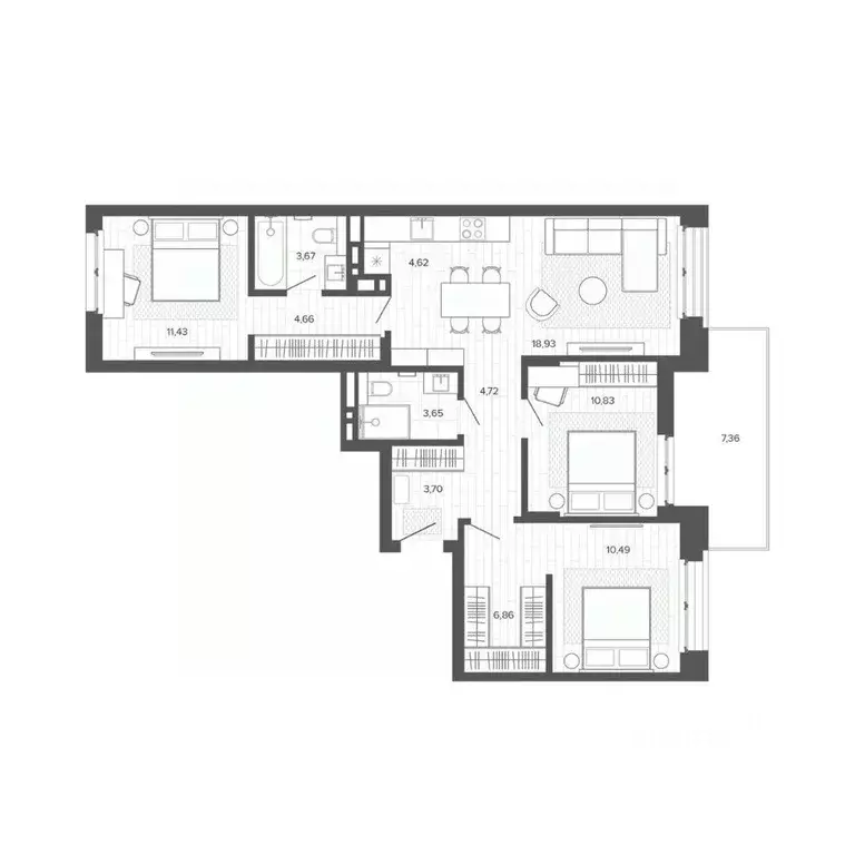 4-к кв. Алтайский край, Барнаул Жилплощадка мкр,  (90.94 м) - Фото 1