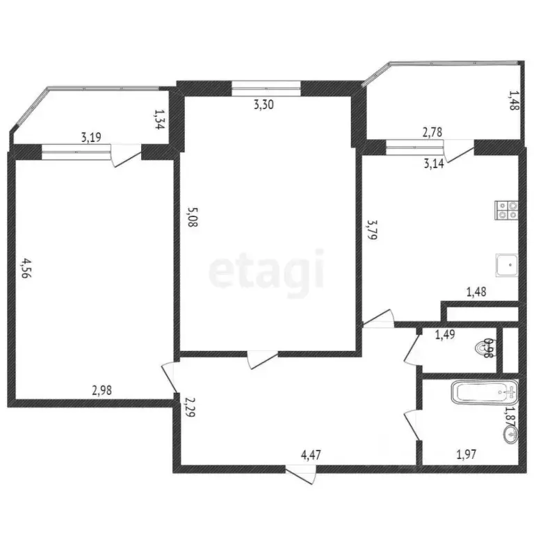 2-к кв. Калужская область, Калуга ул. 65 лет Победы, 43 (55.9 м) - Фото 2