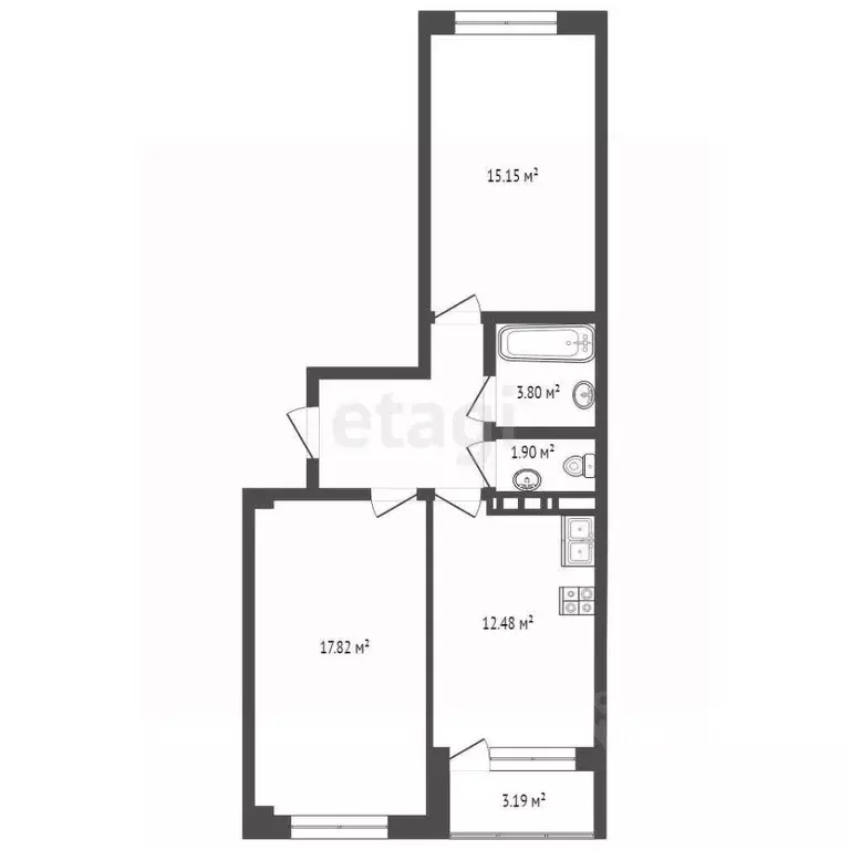 2-к кв. Краснодарский край, Краснодар ул. Краеведа Соловьева, 6 (53.1 ... - Фото 2