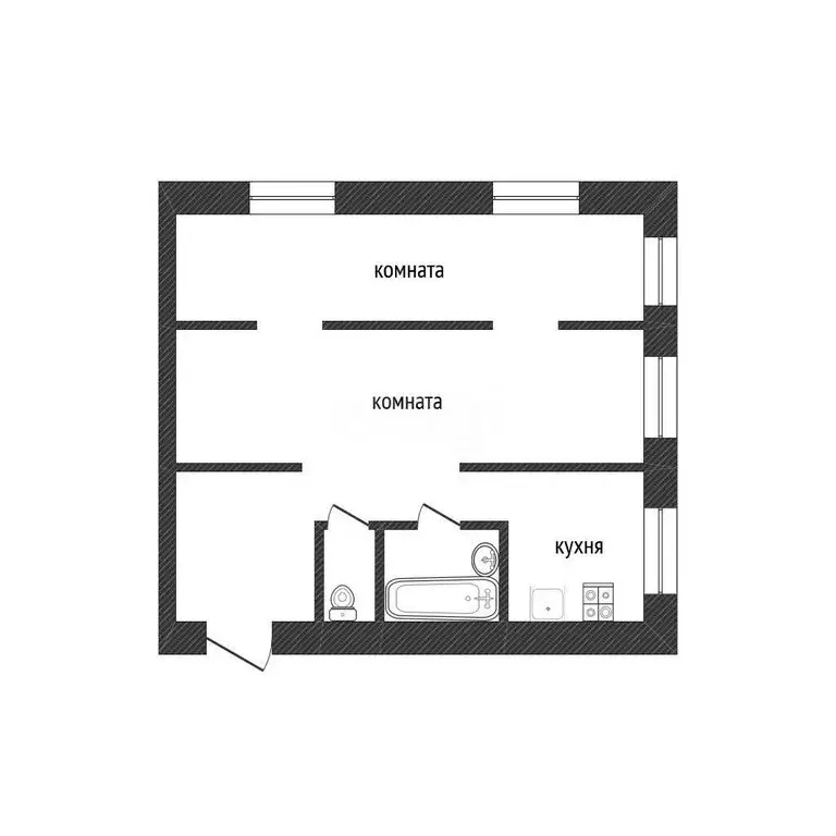 2-комнатная квартира: Кириши, Волховская набережная, 14 (46.7 м) - Фото 1
