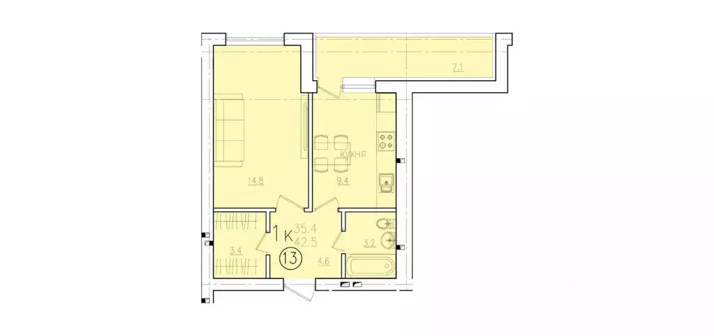 1-к кв. Саратовская область, Энгельс Энгельс-9 мкр,  (42.5 м) - Фото 0