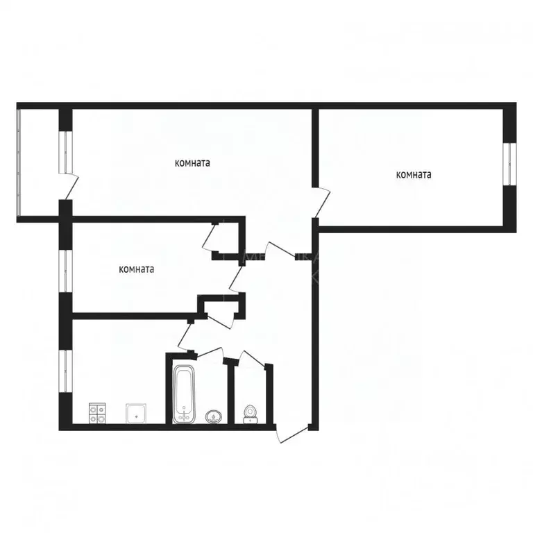 3-к кв. Тюменская область, Тюмень ул. Серова, 19 (58.5 м) - Фото 1