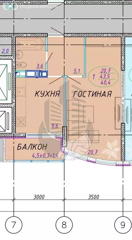 1-комнатная квартира: Краснодар, Уральская улица, 100/5 (40 м) - Фото 0
