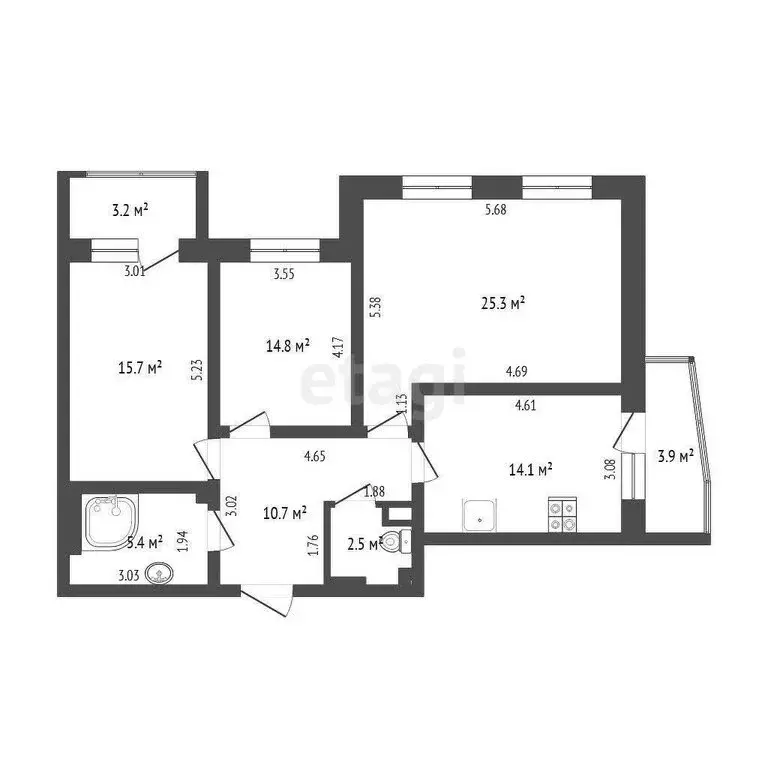 3-комнатная квартира: Тюмень, улица Газовиков, 43 (90 м) - Фото 0