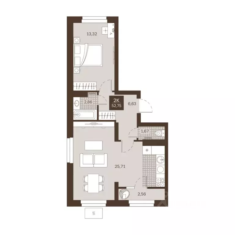 2-к кв. Пензенская область, Пенза Династия жилой комплекс (52.75 м) - Фото 1