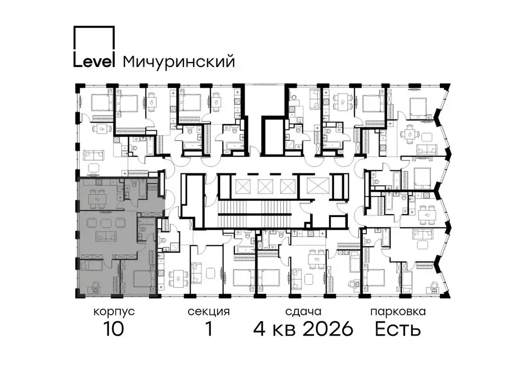 3-к кв. Москва Левел Мичуринский жилой комплекс, к10 (78.2 м) - Фото 1