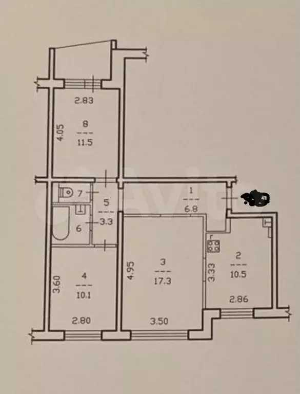 3-к. квартира, 64 м, 9/9 эт. - Фото 0