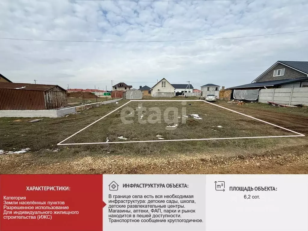 Участок в Крым, Сакский район, с. Уютное ул. Айвазовского (6.29 сот.) - Фото 1