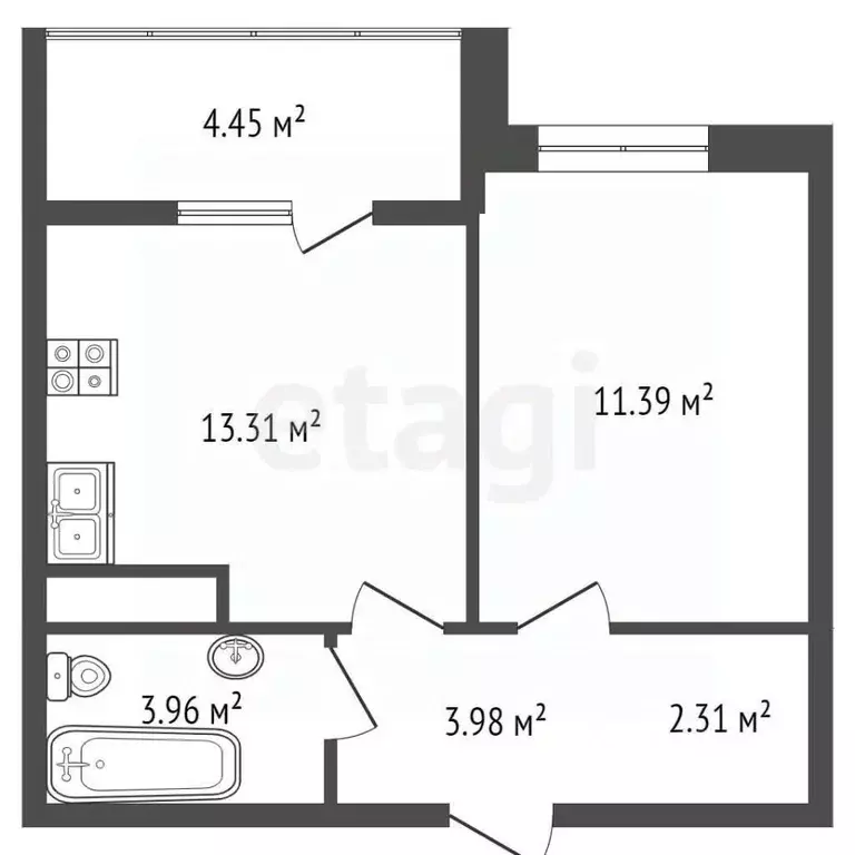1-к кв. Тюменская область, Тобольск 15-й мкр, 25 (35.9 м) - Фото 2