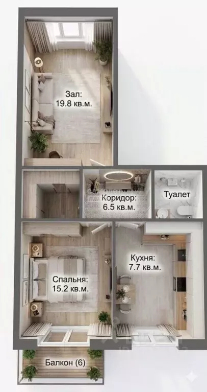 2-к кв. Московская область, Домодедово городской округ, с. Домодедово ... - Фото 2