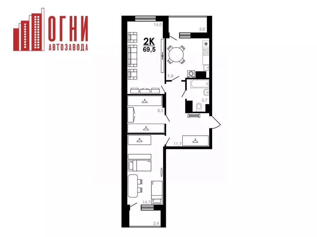 2-к кв. Нижегородская область, Нижний Новгород Коломенская ул., 8к4 ... - Фото 1