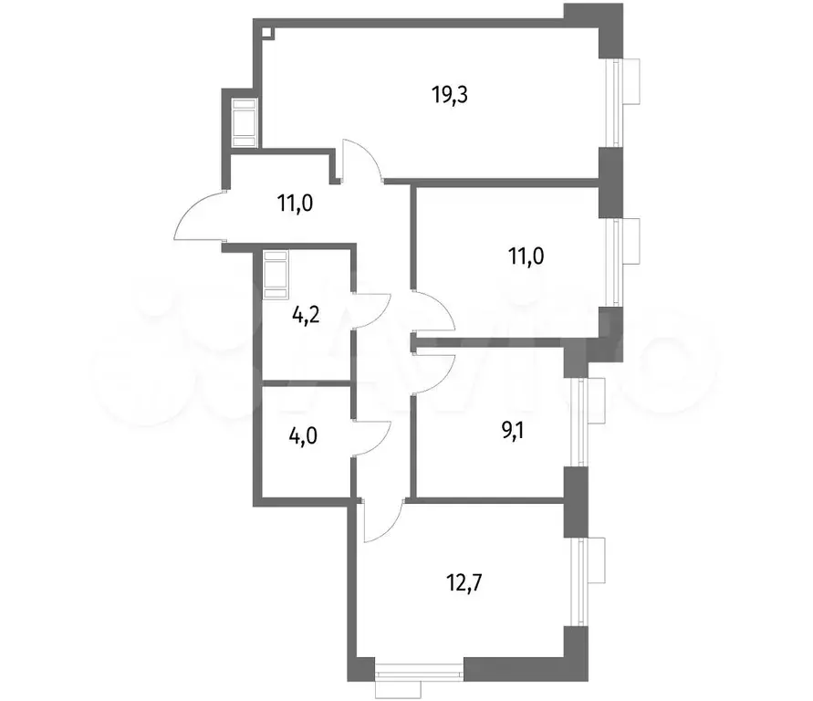 3-к. квартира, 71,3 м, 7/8 эт. - Фото 1