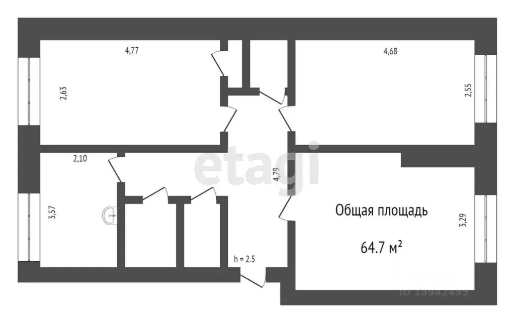 3-к кв. Бурятия, Улан-Удэ Октябрьская ул., 21 (67.3 м) - Фото 1