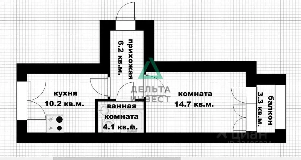 1-к кв. Башкортостан, Уфа ул. Мира, 49 (35.2 м) - Фото 2