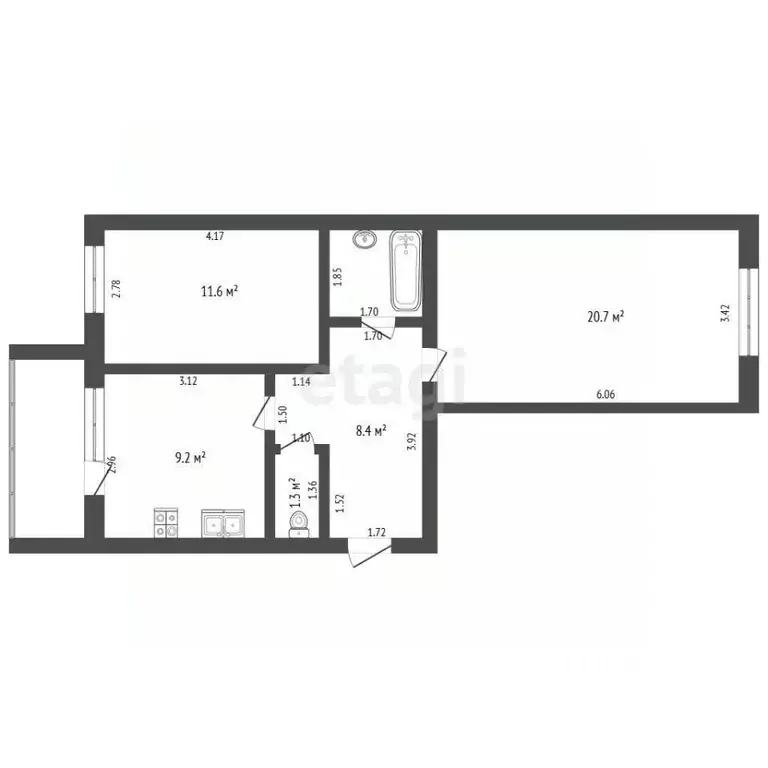 2-к кв. Мордовия, Рузаевка ул. Юрасова, 11В (54.3 м) - Фото 2