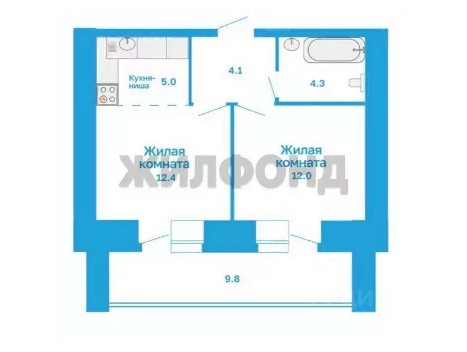 2-к кв. Амурская область, Благовещенск Конная ул., 22 (42.7 м) - Фото 0