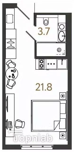 Студия Санкт-Петербург Ташкентская ул., 6к2 (26.0 м) - Фото 2