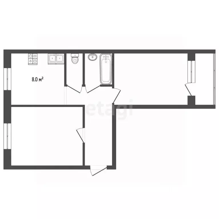 2-к кв. Ямало-Ненецкий АО, Муравленко ул. Ленина, 96 (51.0 м) - Фото 1