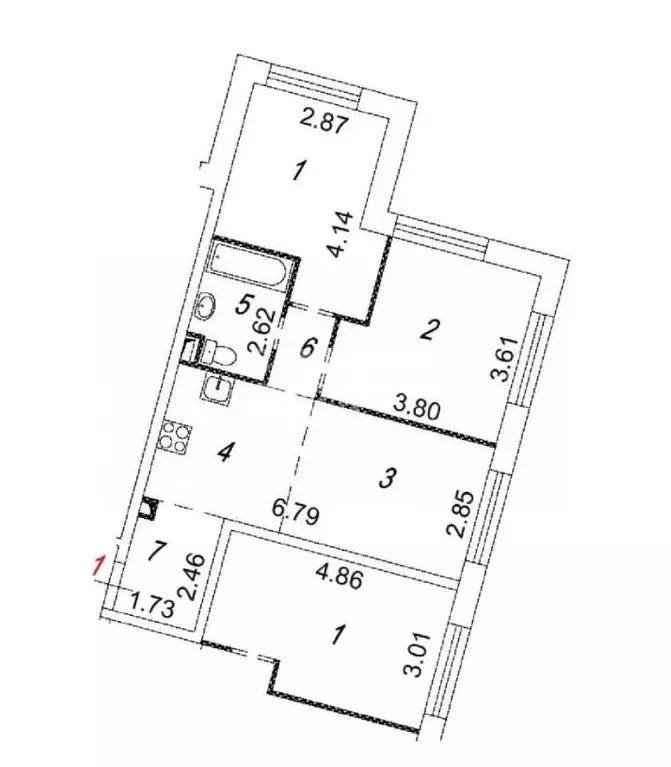 3-к кв. Москва ул. 1-я Ватутинская, 14к1 (53.7 м) - Фото 2