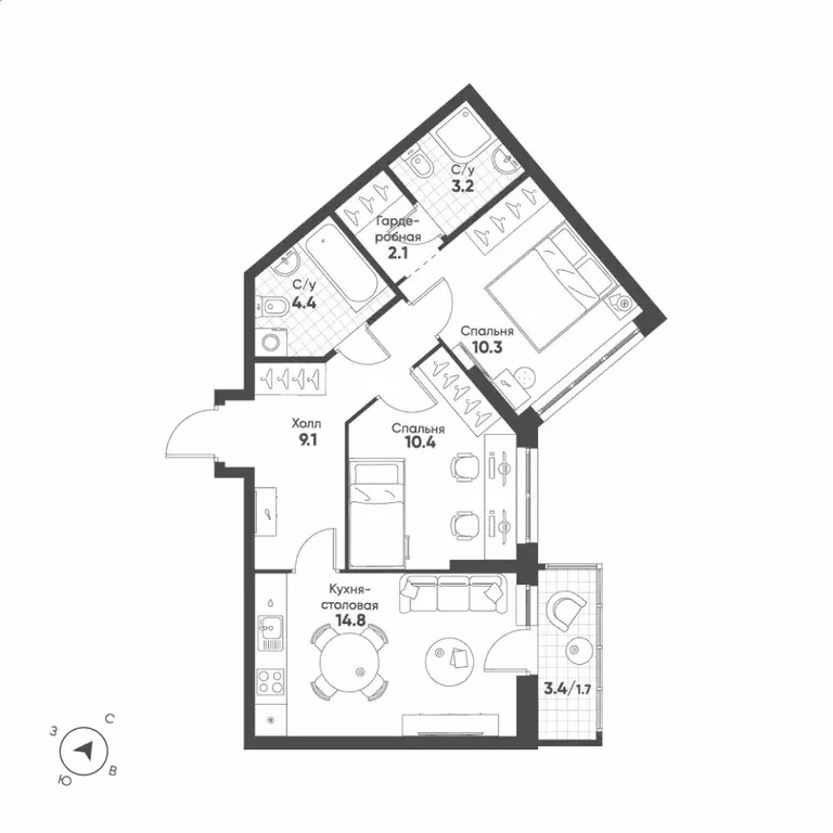 2-к кв. Свердловская область, Екатеринбург Солнечный жилрайон,  (56.0 ... - Фото 1