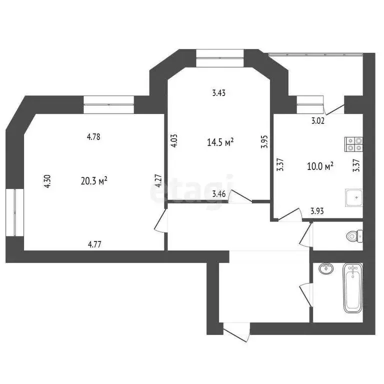 2-комнатная квартира: Белгород, улица Челюскинцев, 55А (62.6 м) - Фото 0