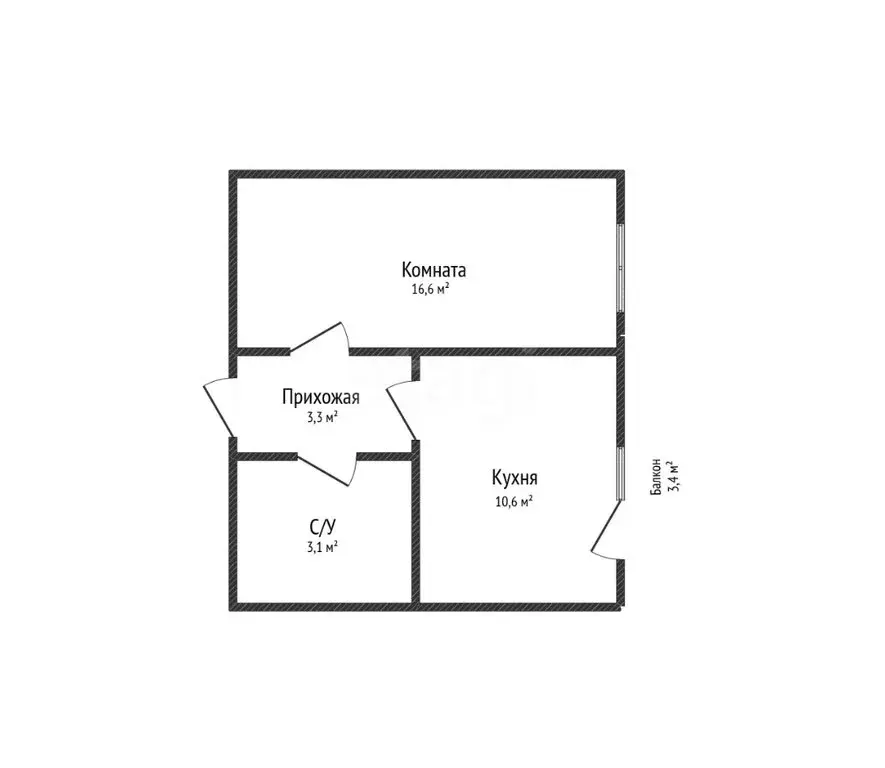 1-комнатная квартира: аул Новая Адыгея, улица Тургеневское шоссе, ... - Фото 2