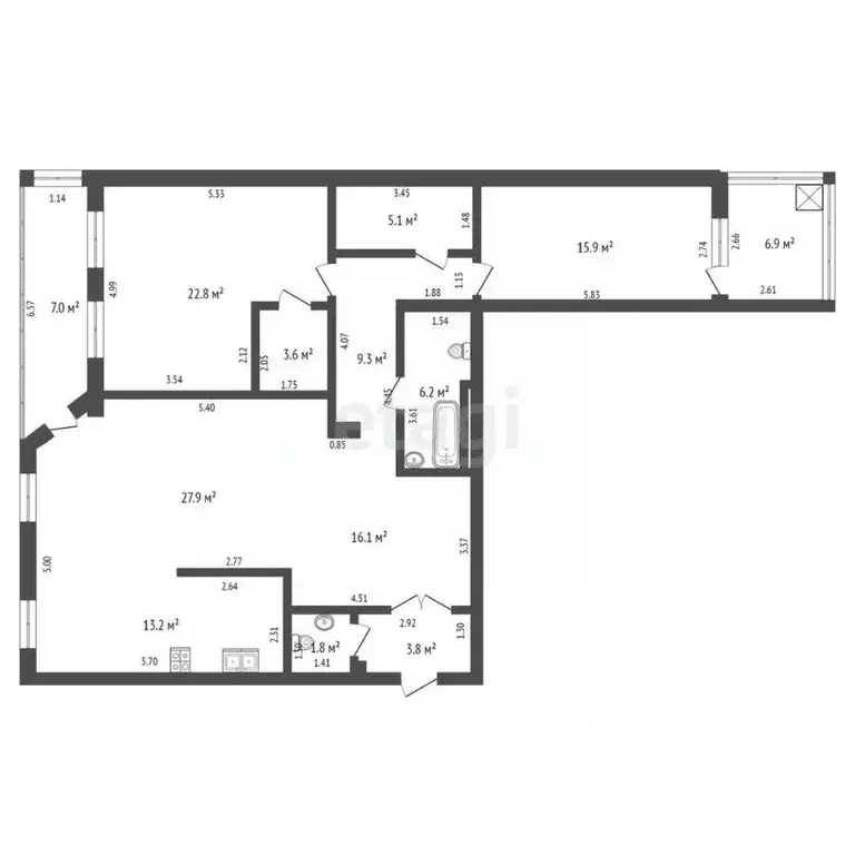 3-к кв. Саха (Якутия), Якутск ул. Петра Алексеева, 19/3 (134.0 м) - Фото 2