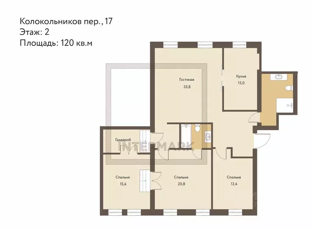 4-к кв. Москва пер. Колокольников, 17 (125.0 м) - Фото 2