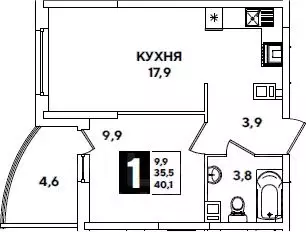 2-к кв. Краснодарский край, Краснодар ул. Ивана Беличенко, 95к1 (35.5 ... - Фото 0