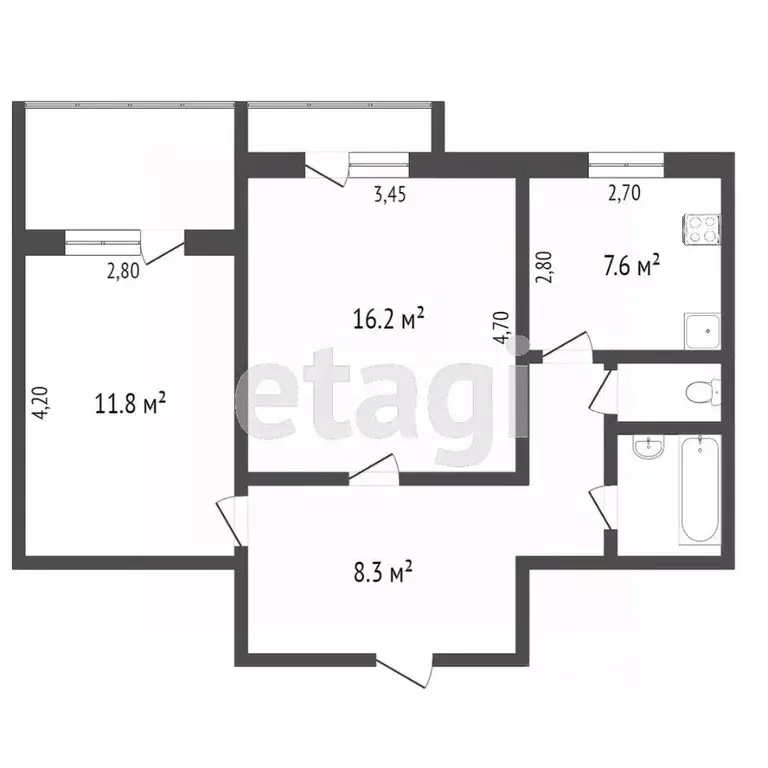 2-к кв. Крым, Симферополь городской округ, Комсомольское пгт ул. ... - Фото 2