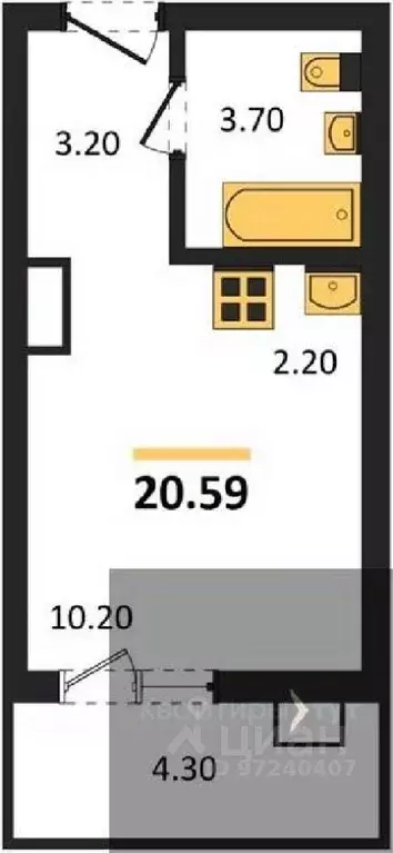 Студия Воронежская область, Новоусманский район, пос. Отрадное ул. ... - Фото 0