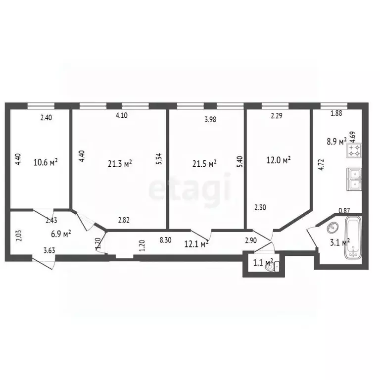 Комната Санкт-Петербург Социалистическая ул., 16 (31.9 м) - Фото 2