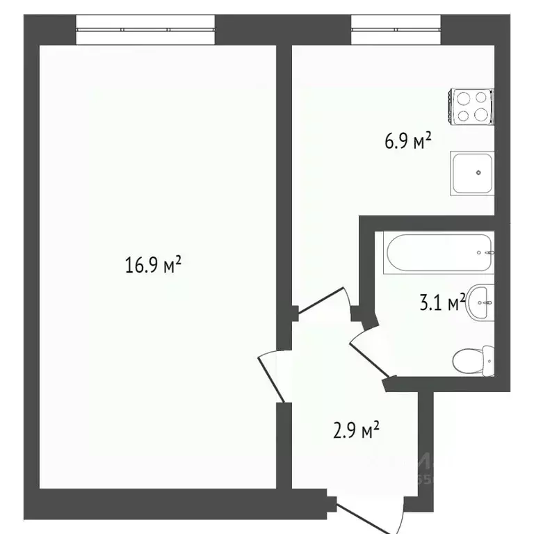 1-к кв. Севастополь ул. Павла Силаева, 5А (31.0 м) - Фото 2
