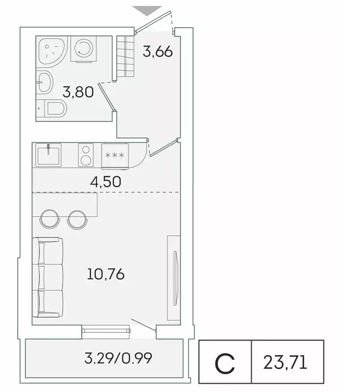 Квартира-студия: Мурино, Графская улица, 6к1 (22.8 м) - Фото 0
