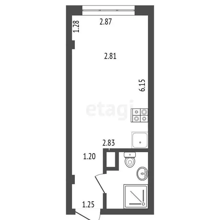 Квартира-студия: Вологда, улица Карла Маркса, 121 (24 м) - Фото 1