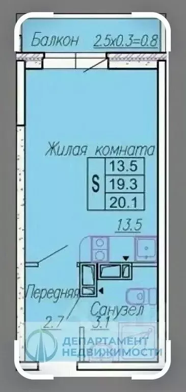 Студия Краснодарский край, Краснодар Тепличная ул., 62/1к2 (21.0 м) - Фото 0