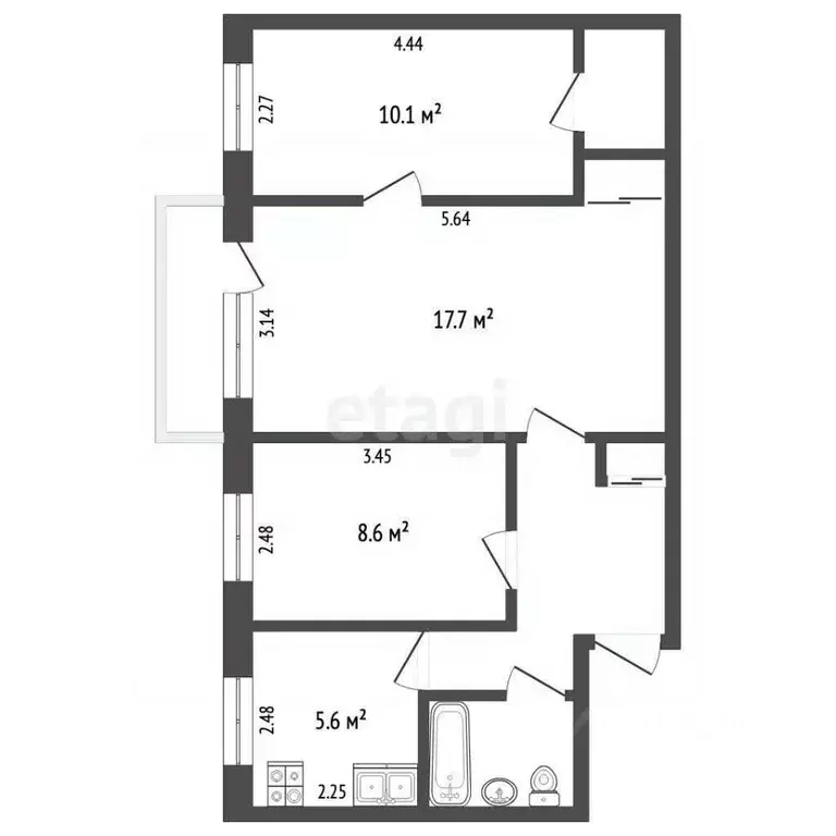 3-к кв. Москва ул. Новая Башиловка, 6 (54.7 м) - Фото 2