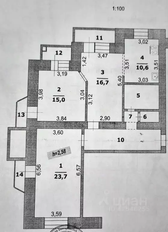 3-к кв. Белгородская область, Белгород ул. Победы, 49к5 (90.0 м) - Фото 2