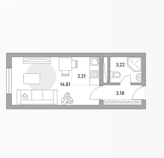 1-комнатная квартира: деревня Глухово, Романовская улица, 17 (25 м) - Фото 0