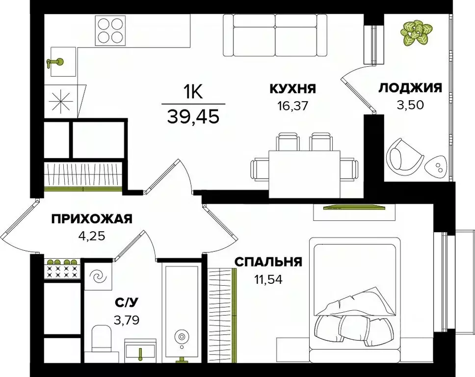 1-к кв. Тульская область, Тула  (39.45 м) - Фото 0