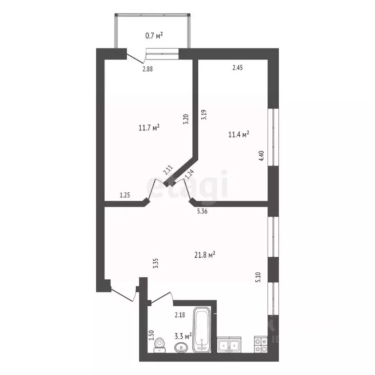 2-к кв. Крым, Кировское пгт ул. Фрунзе, 12 (48.2 м) - Фото 1