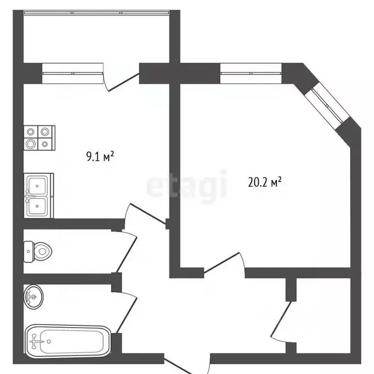 1-к кв. Чувашия, Чебоксары бул. Анатолия Миттова, 35 (38.3 м) - Фото 2