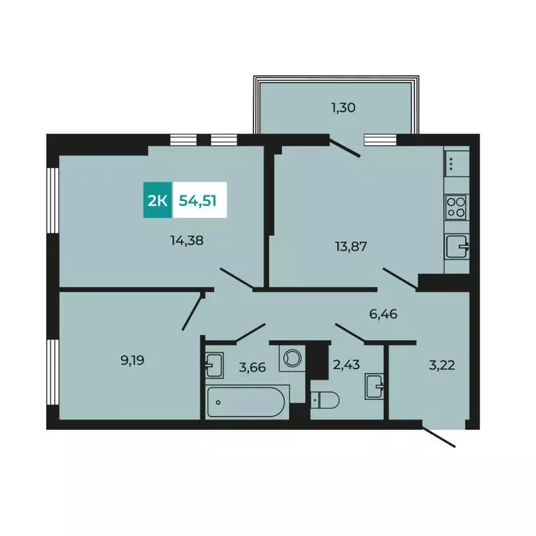 2-к кв. Ростовская область, Аксайский район, Щепкинское с/пос, пос. ... - Фото 1