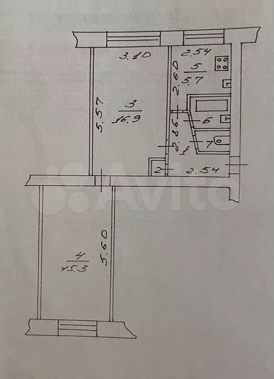 2-к. квартира, 46 м, 1/5 эт. - Фото 0