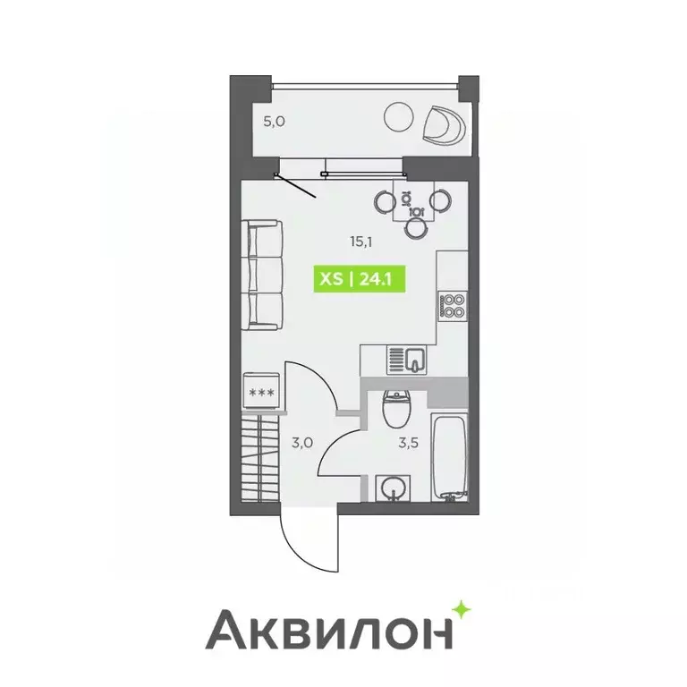 Студия Санкт-Петербург бул. Головнина, 4 (24.1 м) - Фото 0