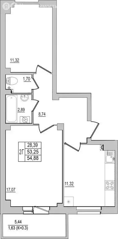 2-комнатная квартира: Псков, улица Юности, 32 (54.88 м) - Фото 0