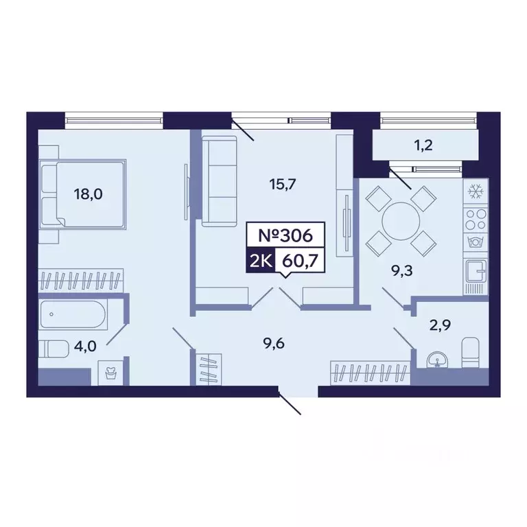 2-к кв. Саха (Якутия), Якутск ул. Новопортовская, 1А/1 (60.7 м) - Фото 1